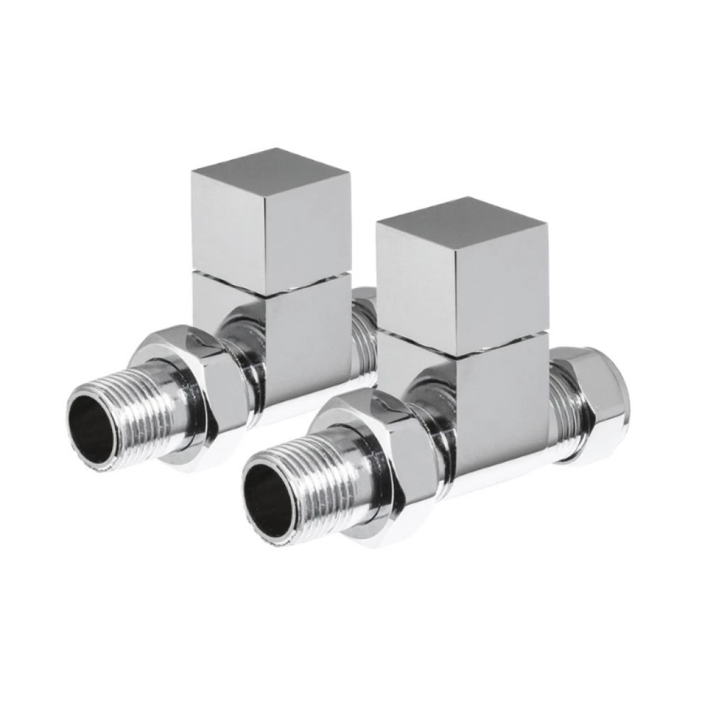 Cutout image of Redroom by Barwick Chrome Straight Square Manual Radiator Valves